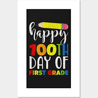 Happy th Day of First Grade for Teacher or Chid Cool Graphic  Vintage Men s Tees Posters and Art